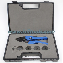 Igeelee Crimping Tool Sets T03c-5D Tool Kits for Crimping Coaxial Cable with 5 Die Sets Coxial Crimping Tool Kit Manual Crimping Tool Set